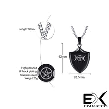 Load image into Gallery viewer, ENXICO Triple Moon Goodess Shield Amulet Pendant Necklace ? 316L Stainless Steel ? Wicca Pagan Witchcraft Jewelry