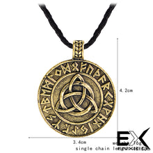 Load image into Gallery viewer, ENXICO Triquetra Celtic Knot Amulet Pendant Necklace with Rune Circle Surrounding ? Silver Color ? Irish Celtic Jewelry