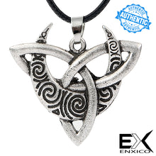 Load image into Gallery viewer, ENXICO Triquetra Knot with Crescent Moon Amulet Pendant Necklace ? Silver Color ? Pagan Wicca Witchcraft Jewelry