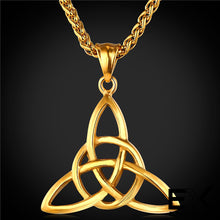 Load image into Gallery viewer, ENXICO Triquetra The Celtic Trinity Knot Pendant Necklace ? 316L Stainless Steel ? Irish Celtic Jewelry (Gold)