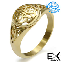 Load image into Gallery viewer, ENXICO Triquetra The Trinity Celtic Knot Ring ? Gold Color ? 316L Stainless Steel ? Irish Celtic Jewelry