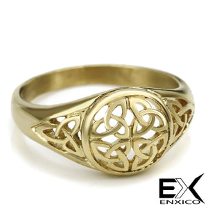 ENXICO Triquetra The Trinity Celtic Knot Ring ? Gold Color ? 316L Stainless Steel ? Irish Celtic Jewelry