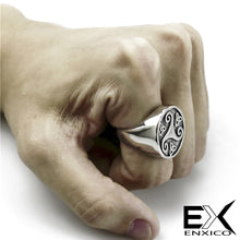 Load image into Gallery viewer, ENXICO Triskele Ring with Triquetra The Trinity Celtic Knot Pattern ? Silver Color ? 316L Stainless Steel ? Irish Celtic Jewelry