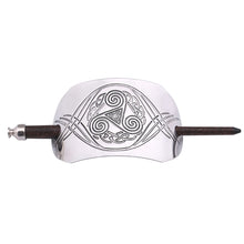 Load image into Gallery viewer, ENXICO Triskele Spiral Hairpin with Celtic Knot Pattern ? Silver Color ? Irish Celtic Hair Accessory for Women