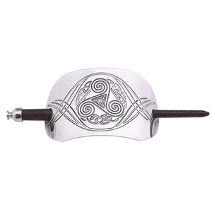 ENXICO Triskele Spiral Hairpin with Celtic Knot Pattern ? Silver Color ? Irish Celtic Hair Accessory for Women