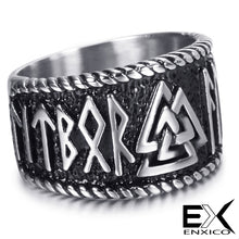 Load image into Gallery viewer, ENXICO Valknut Symbol Ring with Rune Letters ? 316L Stainless Steel ? Norse Scandinavian Viking Jewelry (10)