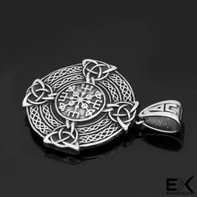 Load image into Gallery viewer, ENXICO Vegvisir Viking Runic Compass Pendant Necklace with Celtic Knot Pattern ? 316L Stainless Steel ? Nordic Scandinavian Viking Jewelry