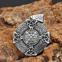 Load image into Gallery viewer, ENXICO Vegvisir Viking Runic Compass Pendant Necklace with Celtic Knot Pattern ? 316L Stainless Steel ? Nordic Scandinavian Viking Jewelry