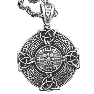 ENXICO Vegvisir Viking Runic Compass Pendant Necklace with Celtic Knot Pattern ? 316L Stainless Steel ? Nordic Scandinavian Viking Jewelry