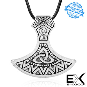 ENXICO Viking Axe Head Amulet Pendant Necklace with Triquetra Knot Pattern ? Norse Scandinavia Viking Jewelry