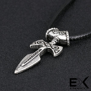 ENXICO Viking Dagger Amulet Pendant Necklace ? Silver Color ? Norse Scandinavia Viking Jewelry