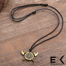 Load image into Gallery viewer, ENXICO Viking Shield and Axe Warrior Weapon Amulet Pendant Necklace ? Gold Color ? Norse Scandinavian Jewelry