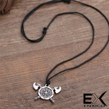 Load image into Gallery viewer, ENXICO Viking Shield and Axe Warrior Weapon Amulet Pendant Necklace ? Gold Color ? Norse Scandinavian Jewelry