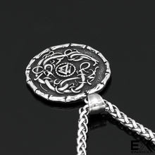 Load image into Gallery viewer, ENXICO Viking Shield with Valknut and Sprirals Pattern Pendant Necklace ? 316L Stainless Steel ? Nordic Scandinavian Viking Jewelry