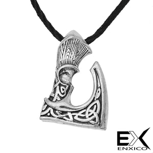 ENXICO Viking Short Handle Axe Amulet Pendant Necklace with Celtic Knot Pattern ? Silver Color ? Norse Scandinavian Viking Jewelry