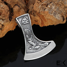 Load image into Gallery viewer, ENXICO Wolf and Raven Axe Head Pendant Necklace ? 316L Stainless Steel ? 316L Stainless Steel ? Nordic Scandinavian Viking Jewelry