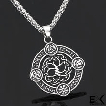 Load image into Gallery viewer, ENXICO Yggdrasil Tree of Life with Runic Circle Pendant Necklace ? 316L Stainless Steel ? Nordic Scandinavian Viking Jewelry