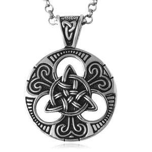 GUNGNEER Triquetra Celtic Knot Stainless Steel Pendant Necklace Irish Jewelry for Men Women