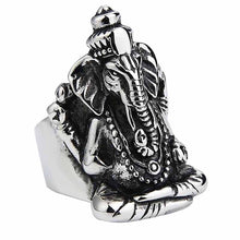 Load image into Gallery viewer, GUNGNEER Ganesha Ring Stainless Steel Many Sizes Ohm Aum Om Jewelry Accessory For Men