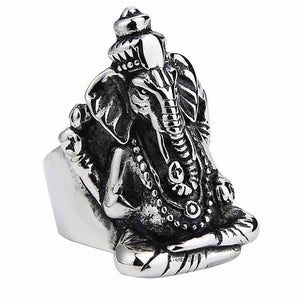 GUNGNEER Ganesha Ring Stainless Steel Many Sizes Ohm Aum Om Jewelry Accessory For Men