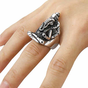 GUNGNEER Ganesha Ring Stainless Steel Many Sizes Ohm Aum Om Jewelry Accessory For Men