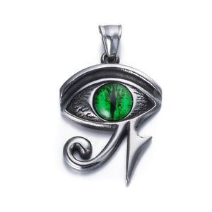 GUNGNEER Stainless Steel Egyptian Eye of Horus Cross of Life Ankh Necklace Ring Jewelry Set