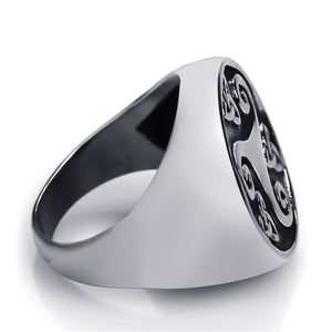 GUNGNEER Stainless Steel Celtic Knot Triskele Ring Amulet Jewelry Accessories for Men Women