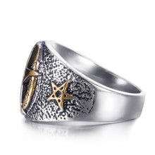 Load image into Gallery viewer, GUNGNEER Stainless Steel Satanic Inverted Pentagram Ring Demonic Occult Jewelry For Men