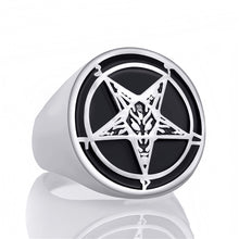 Load image into Gallery viewer, GUNGNEER Men&#39;s Satan Baphomet Necklace Devil Goat Head Leviathan Ring Jewelry Set