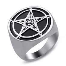 Load image into Gallery viewer, GUNGNEER Satanic Pentagram Baphomet Ring Stainless Steel Sigil Of Satan Jewelry For Men