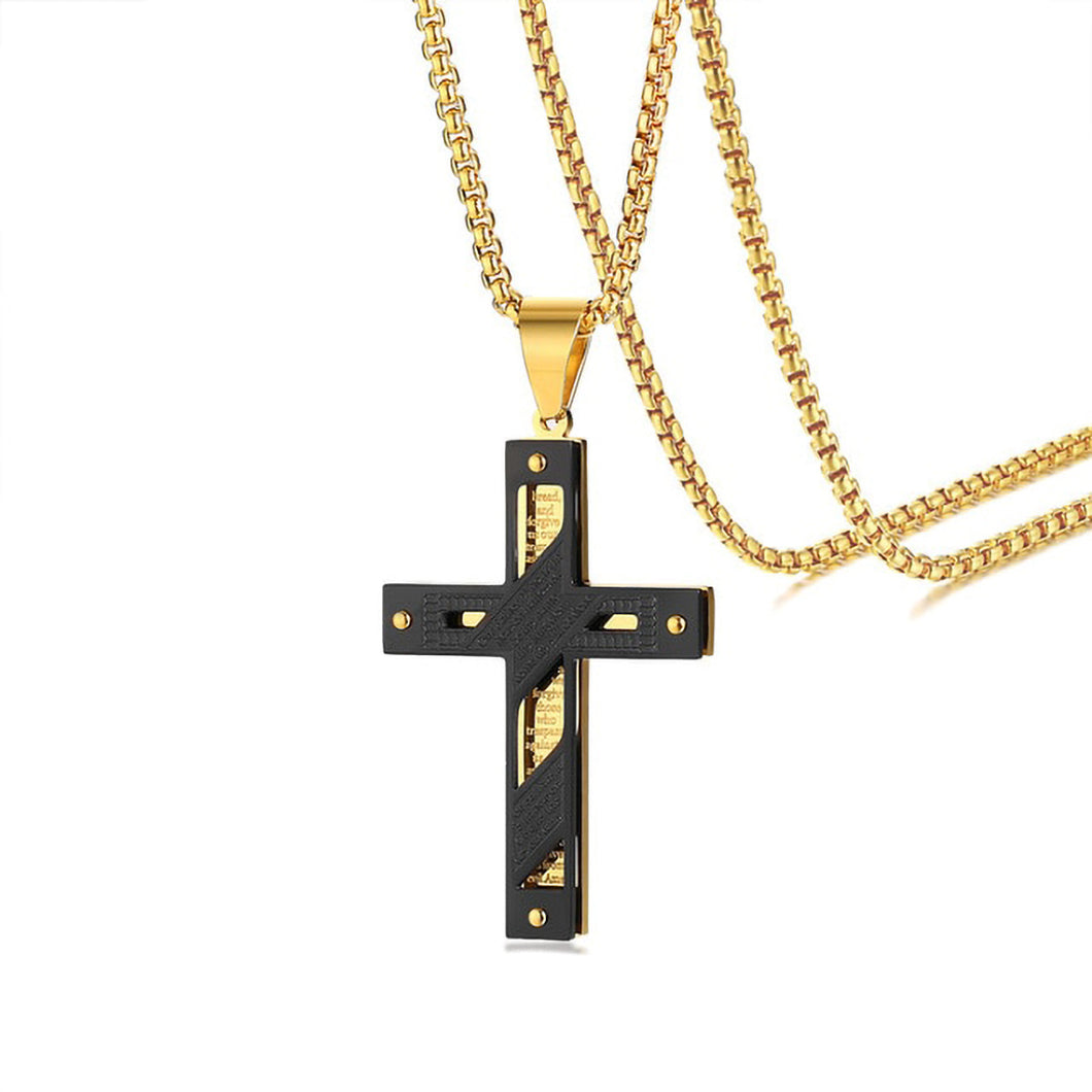 GUNGNEER Stainless Steel Cross Pendant Necklace Christ Jewelry Accessory Outfit For Men