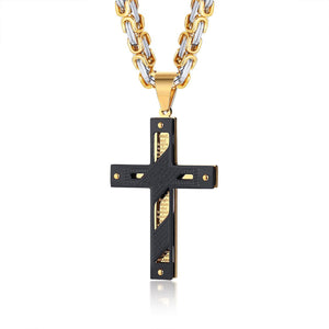 GUNGNEER Stainless Steel Cross Pendant Necklace Christ Jewelry Accessory Outfit For Men