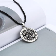 Load image into Gallery viewer, GUNGNEER Wicca Pentagram Viking Rune Pendant Necklace Celtic Band Ring Jewelry Set Men Women