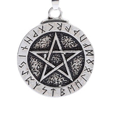 Load image into Gallery viewer, GUNGNEER Wicca Pentagram Viking Rune Pendant Necklace Celtic Band Ring Jewelry Set Men Women