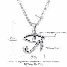 Load image into Gallery viewer, GUNGNEER Stainless Steel Eye of Horus Necklace Link Chain Ring Protection Egyptian Jewelry Set
