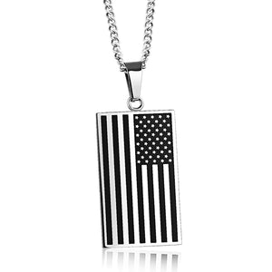 GUNGNEER Stainless Steel Square USA America Flag Patriotic Fashion Jewelry Men Women