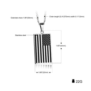 GUNGNEER Stainless Steel Square USA America Flag Patriotic Fashion Jewelry Men Women
