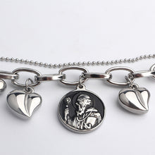 Load image into Gallery viewer, GUNGNEER San Benedict Medal Charm Bracelet with Pendant Necklace Stainless Steel Jewelry Set