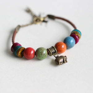 HoliStone Vintage Bohemian Colorful Beads with Lucky Elephant Bracelet for Women and Men ? Yoga Meditation Energy Healing and Balancing Bracelet