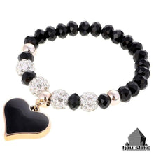 Load image into Gallery viewer, HoliStone Stylish Black and Crystal Beads with Romantic Heart Bracelet for Women ? Yoga Meditation Energy Healing and Balancing Bracelet