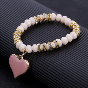 HoliStone Stylish Black and Crystal Beads with Romantic Heart Bracelet for Women ? Yoga Meditation Energy Healing and Balancing Bracelet