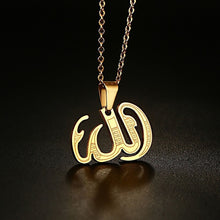 Load image into Gallery viewer, GUNGNEER Stainless Steel Islamic Muslim Allah Necklace Signet Ring Jewelry Accessory Set