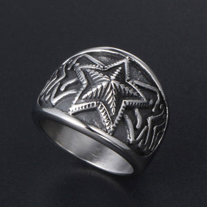 GUNGNEER Wicca Pentagram Ring Stainless Steel Jewelry Vintage Punk Love Accessories Men Women