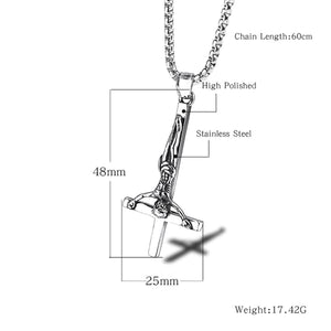GUNGNEER Jesus Inverted Cross Necklace Stainless Steel Colorful Ring Jewelry Set