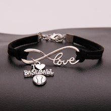 Load image into Gallery viewer, GUNGNEER Black Rope Chain Trendy I Love Baseball Necklace with Bracelet Jewelry Set