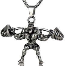 Load image into Gallery viewer, GUNGNEER Muscle Man Pendant Necklace Stainless Steel Strong Sport Gym Jewelry for Men Women