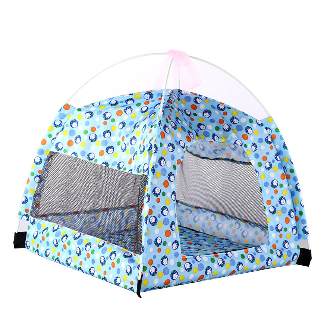 2TRIDENTS Pet Camping Tent Breathable Protection Indoor Outdoor Blue Small Pets Tent Assembly Dog Cat Tent, Portable & Foldable