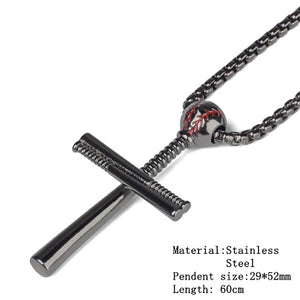 GUNGNEER Black Baseball Sports Charm Pendant Necklace with Bracelet Jewelry Accessory Gift Set