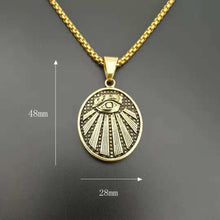 Load image into Gallery viewer, GUNGNEER Masonic Pendant Necklace Stainless Steel Hip Hop Round Ring Jewelry Set