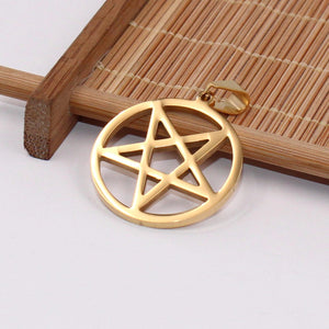 GUNGNEER Stainless Steel Men's Pentagram Necklace Satanic Inverted Pentacle Star Jewelry